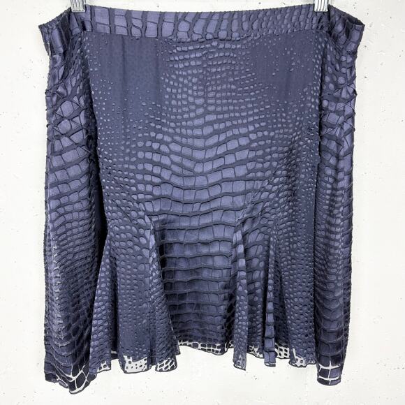 Reiss Women Lucy Snake Print Burnout Skirt Silk Blend Side Zip Mini Navy Size 10 - Picture 2 of 10